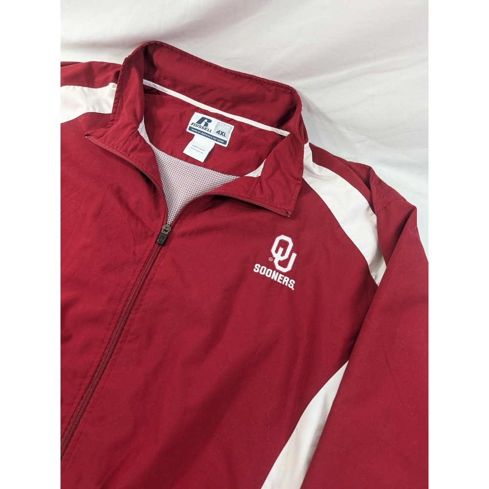 Russell Athletic Team Issue Track Jacket Full Zip Red White 4XL Oklahoma Sooners